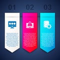 Set Monitor with password, Laptop exclamation mark and Server and gear. Business infographic template. Vector