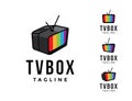 Set of Monitor television TV box logo icon vector, broadcasting entertainment graphic