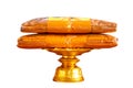 Set of monk`s robes placed on a pedestal on a white background isolate Royalty Free Stock Photo