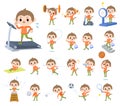 A set of monkey boy on exercise and sports Royalty Free Stock Photo