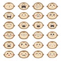 Set of monkey face emoticons, Cute monkey character design. Royalty Free Stock Photo