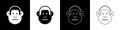 Set Monkey icon isolated on black and white background. Animal symbol. Vector Royalty Free Stock Photo