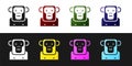 Set Monkey icon isolated on black and white background. Vector Royalty Free Stock Photo