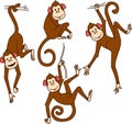 Set of monkeys in different poses