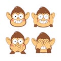 Set of a monkeys emojis Royalty Free Stock Photo