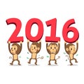 Set of monkeys happy new year 2016 Royalty Free Stock Photo