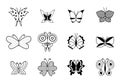 Set of monochrome butterflies.