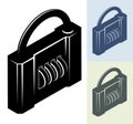 Set of monochrome closed padlocks with password wheels. Vector isolated on white background