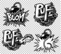 set of monochrome comics icons