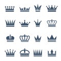 Set of monochrome crowns. Illustrations for luxury badges