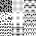 Set of monochrome elegant seamless patterns Royalty Free Stock Photo