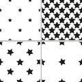 Set of 4 monochrome geometric seamless pattern with stars Royalty Free Stock Photo