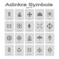 Set of monochrome icons with adinkra symbols