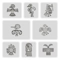 Set of monochrome icons with American Indians relics dingbats character (part 4)