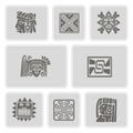 Set of monochrome icons with American Indians relics dingbats characters (part 8)