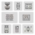 Set of monochrome icons with American Indians relics dingbats characters (part 10)