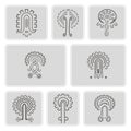 Set of monochrome icons with American Indians relics dingbats characters (part 11)