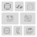 Set of monochrome icons with American Indians relics dingbats characters (part 12)