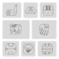 Set of monochrome icons with American Indians relics dingbats characters (part 12)