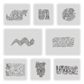 Set of monochrome icons with American Indians relics dingbats characters