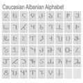 monochrome icons with Caucasian Albanian Alphabet