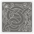 Set of monochrome icons with celtic art and ethnic ornaments