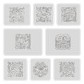 Set of monochrome icons with celtic art and ethnic ornaments