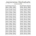 Set of monochrome icons with combinations of hiragana and katakana