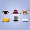 Set of monochrome icons with different hats Royalty Free Stock Photo