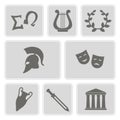 Set of monochrome icons with greece symbols Royalty Free Stock Photo
