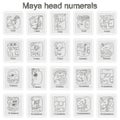 Set of monochrome icons with Maya head numerals glyphs Royalty Free Stock Photo