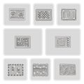 Set of monochrome icons with Mexican relics dingbats characters