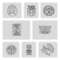 Set of monochrome icons with Mexican relics dingbats characters