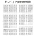 Set of monochrome icons with Runic alphabet