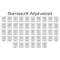 Set of monochrome icons with sanskrit alphabet