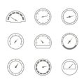 Set of monochrome icons with speedometers Royalty Free Stock Photo