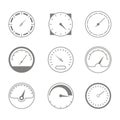 Set of monochrome icons with speedometers Royalty Free Stock Photo