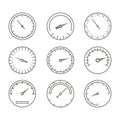 Set of monochrome icons with speedometers Royalty Free Stock Photo