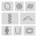 Set of monochrome icons with symbols of Australian aboriginal art