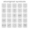 Set of monochrome icons with symbols of Australian aboriginal art