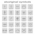 Set of monochrome icons with symbols of Australian aboriginal art