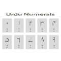 Set of monochrome icons with urdu numerals Royalty Free Stock Photo