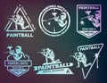 Set of monochrome paintball logos.