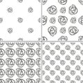 Set of 4 monochrome seamless pattern with doodle flower Royalty Free Stock Photo