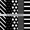 Set of monochrome seamless patterns Royalty Free Stock Photo