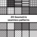 Set of 20 monochrome seamless patterns Royalty Free Stock Photo