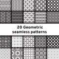 Set of 20 monochrome seamless patterns Royalty Free Stock Photo