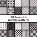 Set of 20 monochrome seamless patterns Royalty Free Stock Photo