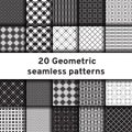 Set of 20 monochrome seamless patterns Royalty Free Stock Photo