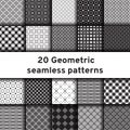 Set of 20 monochrome seamless patterns Royalty Free Stock Photo